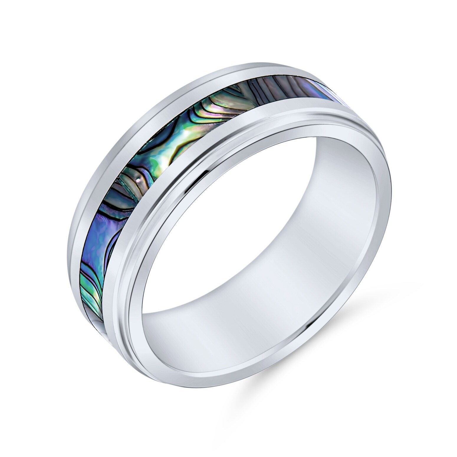 Couple Wedding Multicolor Abalone Shell Stainless Steel Band Titanium Ring Couple Wedding Multicolor Abalone Shell Stainless Steel Band Titanium Ring