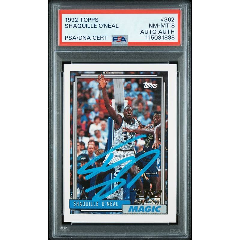 Shaquille O'Neal 1992 Topps Signed Basketball Rookie Card #362 Graded PSA 8 Auto 115031838 - 8' x 11'
