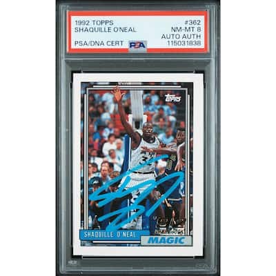 Shaquille O'Neal 1992 Topps Signed Basketball Rookie Card #362 Graded PSA 8 Auto 115031838 - 8' x 11'