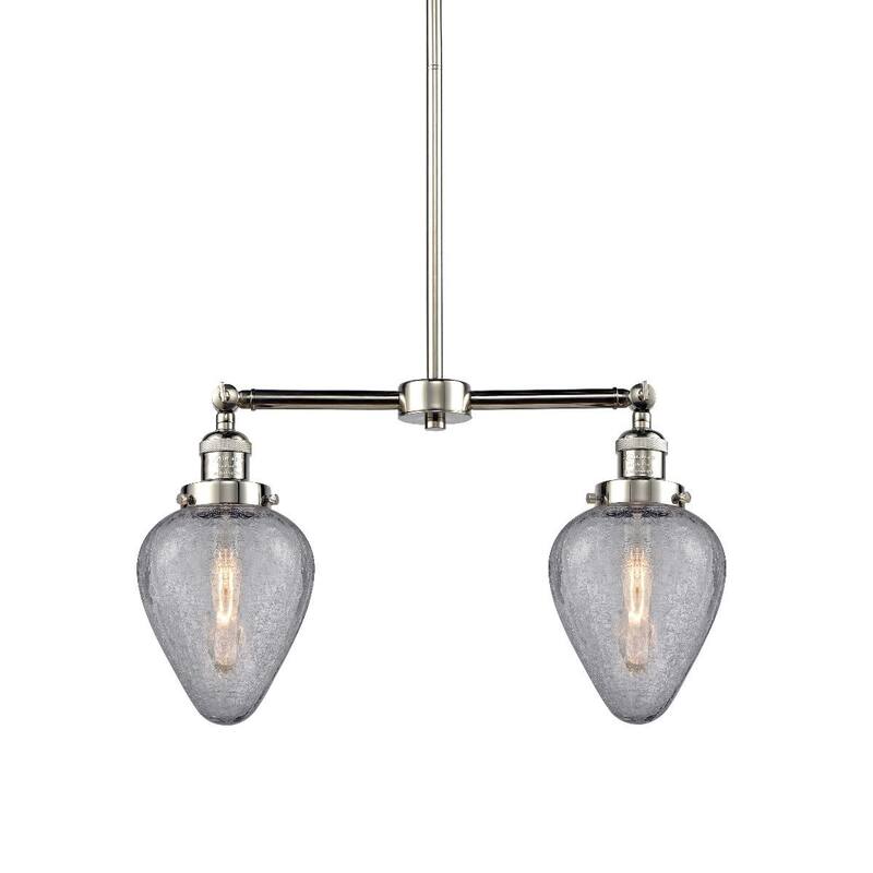 Innovations Lighting Geneseo 2 Light 21" Wide Linear Chandelier - Polished Nickel / Clear Crackle