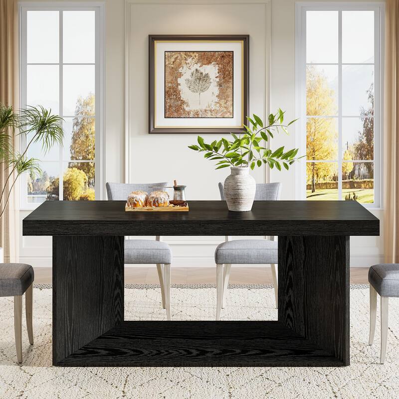 63-Inch Rustic Large Kitchen Dining Table, Rectangular Wooden Dinner Table for Home