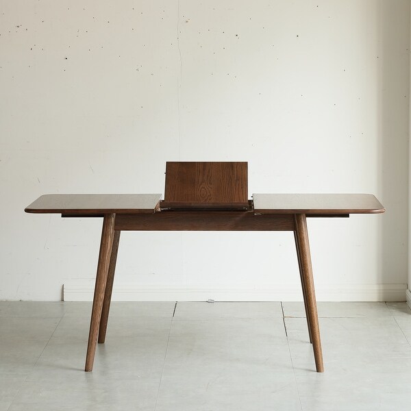 Walnut color solid oak round corner Dining table wood(Only Table