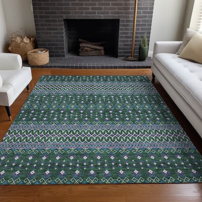 Machine Washable Indoor/ Outdoor Chantille Boho Morrocan Rug