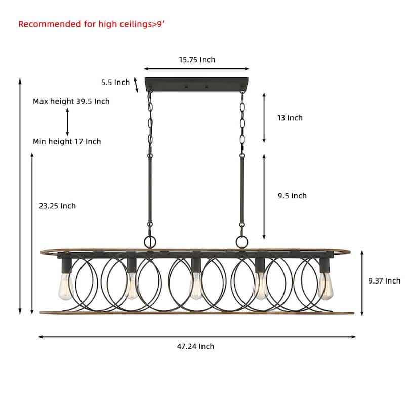 Acroma 5 - Light Kitchen Island Square / Rectangle Chandelier