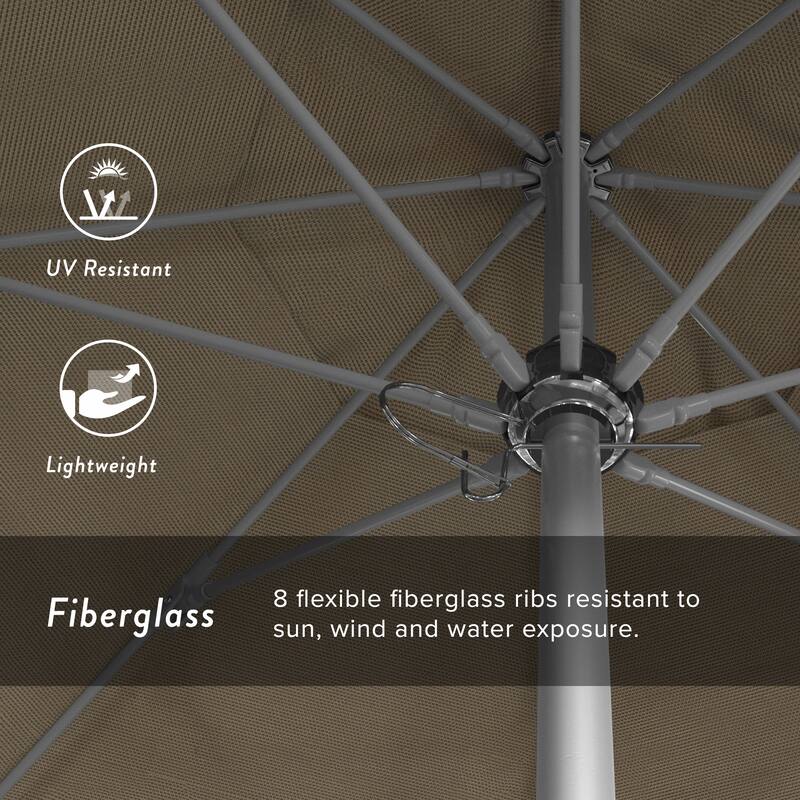 California Umbrella 7.5' Rd. Aluminum Frame, Fiberglass Rib Market Umbrella, Push Open,Anodized Silver Finish, Olefin Fabric