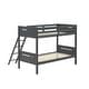 preview thumbnail 3 of 4, Amey Wood Twin Bunk Bed with Angled Ladder, Guardrail, Slat Kit, Gray