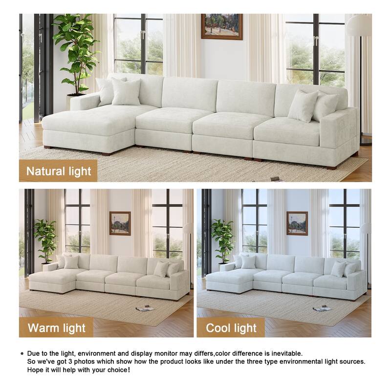 Oversized Modern Chenille L-shape Modular Sectional Sofa with Chaise