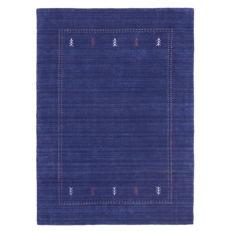 ECARPETGALLERY Hand Loomed Kashkuli Gabbeh Dark Blue Wool Rug - 5'0 x 6'11