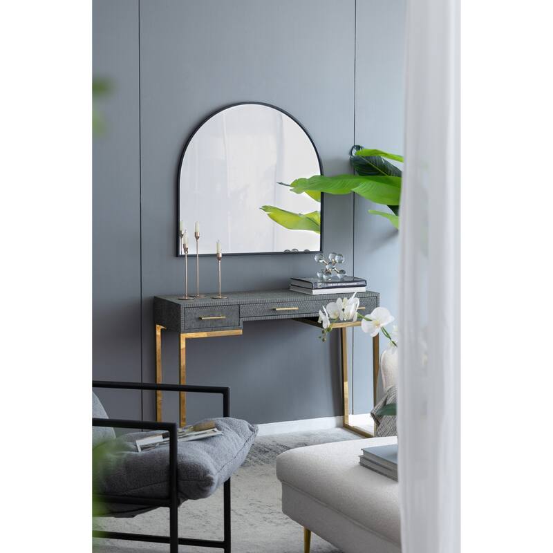 33" x 31" Arched Decorative Accent Mirror with Iron Metal Frame, Wall Deor for Bathroom, Bedroom, Entryway, Mantel