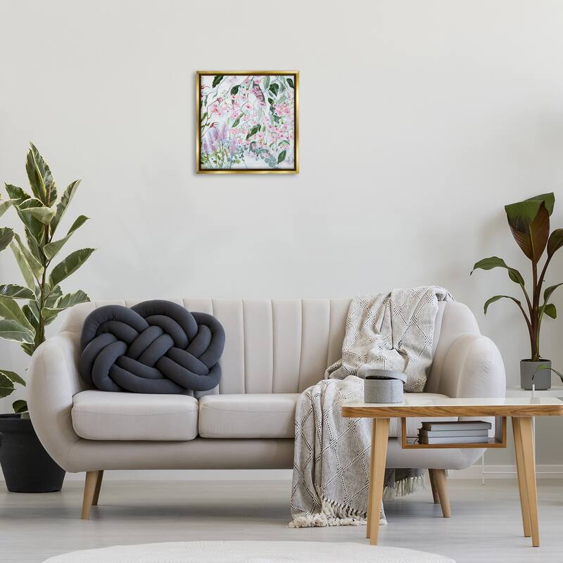 Stupell Chic Pink Garden Blossoms Framed Floater Canvas Wall Art Design By Meredith Howse