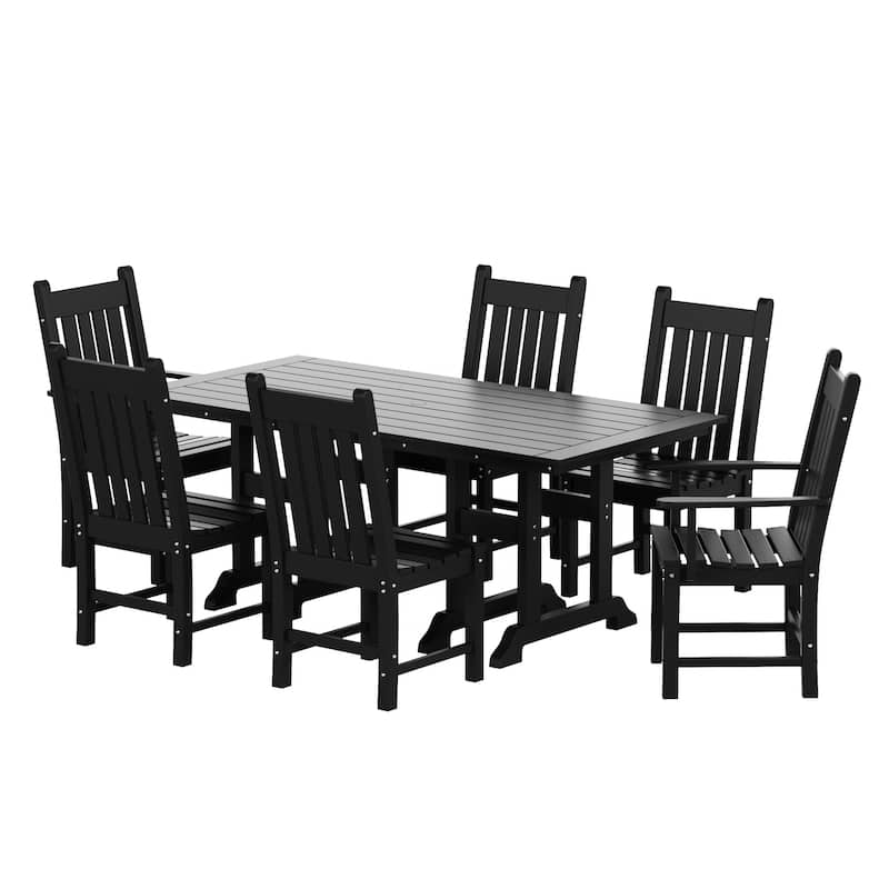 Laguna Hdpe All Weather Outdoor Patio Dining Set with Rectangle Table, Side Chairs (7-Piece Set)