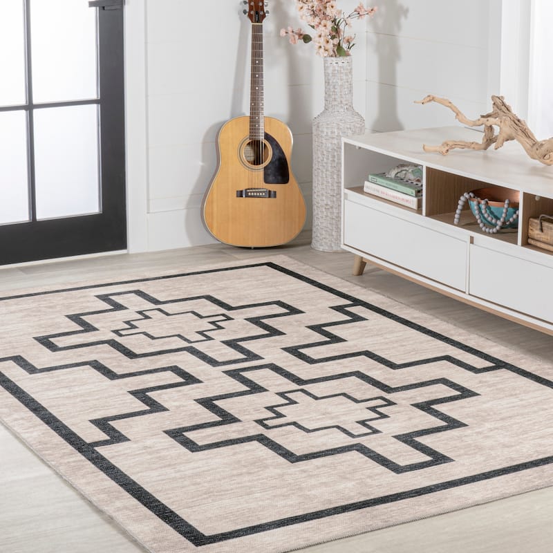JONATHAN Y Raita Medallion Textured Weave Machine Washable Area Rug
