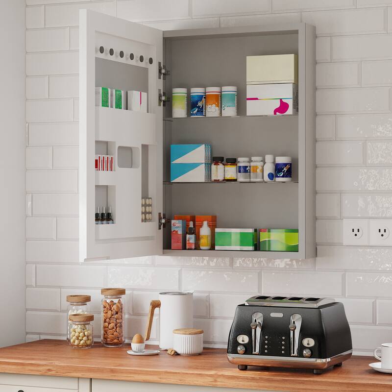 Bathroom Mirror Medicine Cabinet Recessed or Surface Mount with Adjustable Shelves - 20x5x28 inch