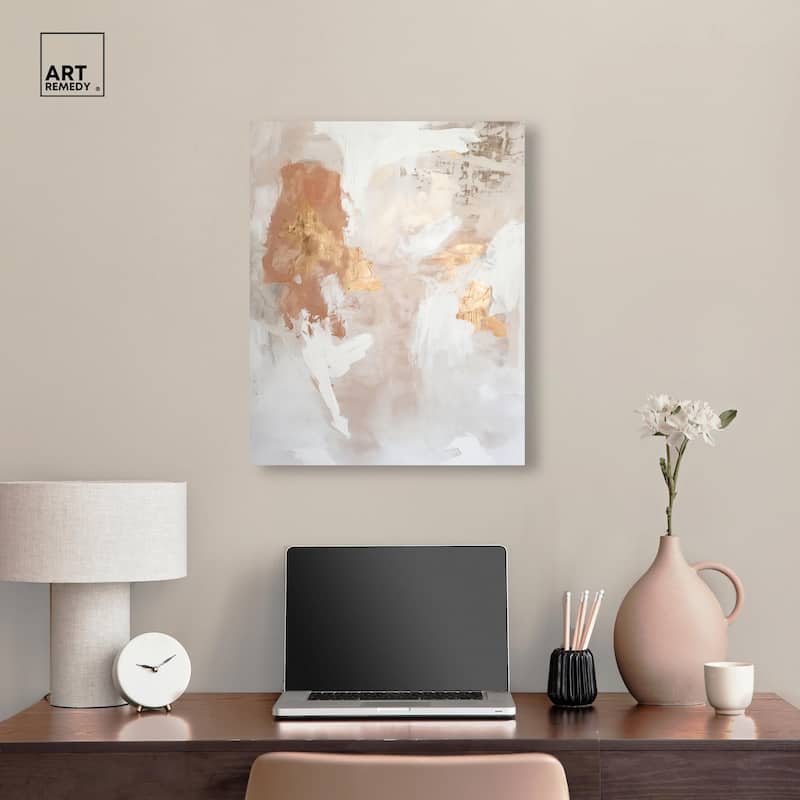 Gold-Trimmed Rose Quartz II Canvas by Art Remedy, Gallery Wrapped
