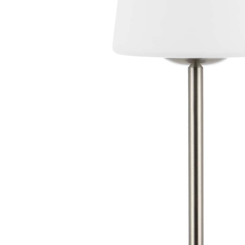 Eli 12.75" Modern Minimalist Iron Wireless Rechargeable Integrated LED Table Lamp, Nickel/White by JONATHAN Y