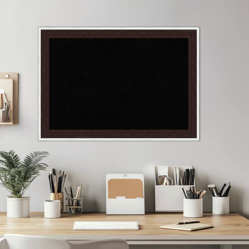 Maya Espresso Silver Framed Cork Board - Bulletin Board, Organization Board, Pin Board