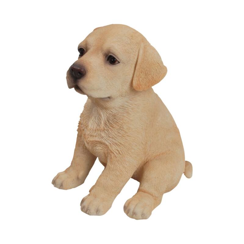 Sitting Labrador Puppy Outdoor Garden Statue - 6.5" - Beige