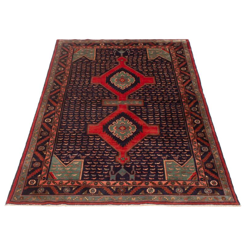 ECARPETGALLERY Hand-knotted Anatolian Vintage Navy Wool Rug - 4'10 x 7'8