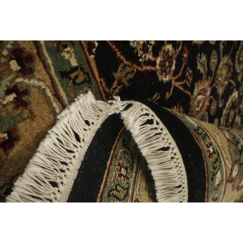 Hand Knotted Oriental 100% Wool Carpet Traditional All-Over Black Agra Area Rug - 5' 11'' X 5' 11''