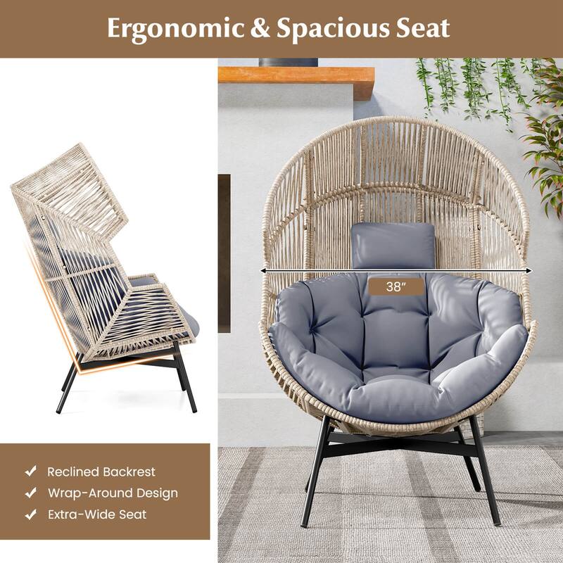 Costway Oversized Egg Style Chair with Cushions & Headrest Heavy-Duty - See Details