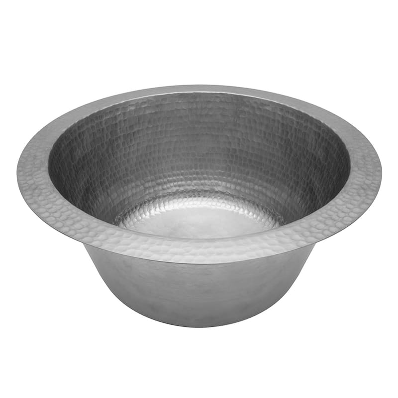 12-in Round Hammered Copper Bar Sink w/ 2-in Drain Opening in Nickel (BR12EN2)