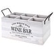 preview thumbnail 20 of 30, American Art Decor The Bourbon Bar Wood Crate Bottle Holder with Metal Handles - 7" H x 14" L x 8" D Wine Bar - White/Black