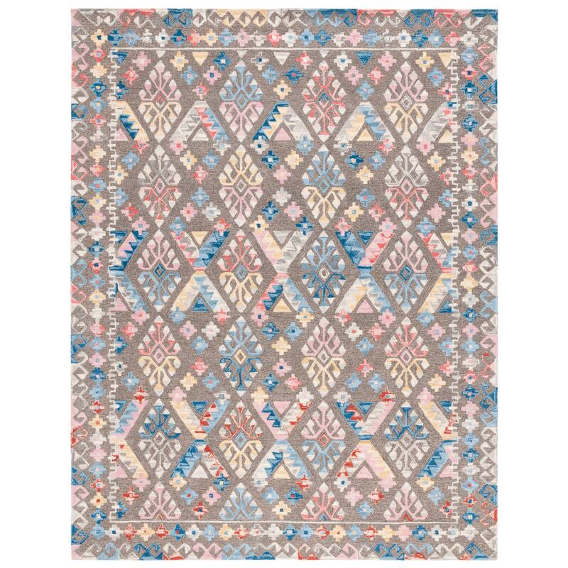 SAFAVIEH, Handmade Micro-Loop Anastazie Wool Rug - 8' x 10' - Grey/Blue