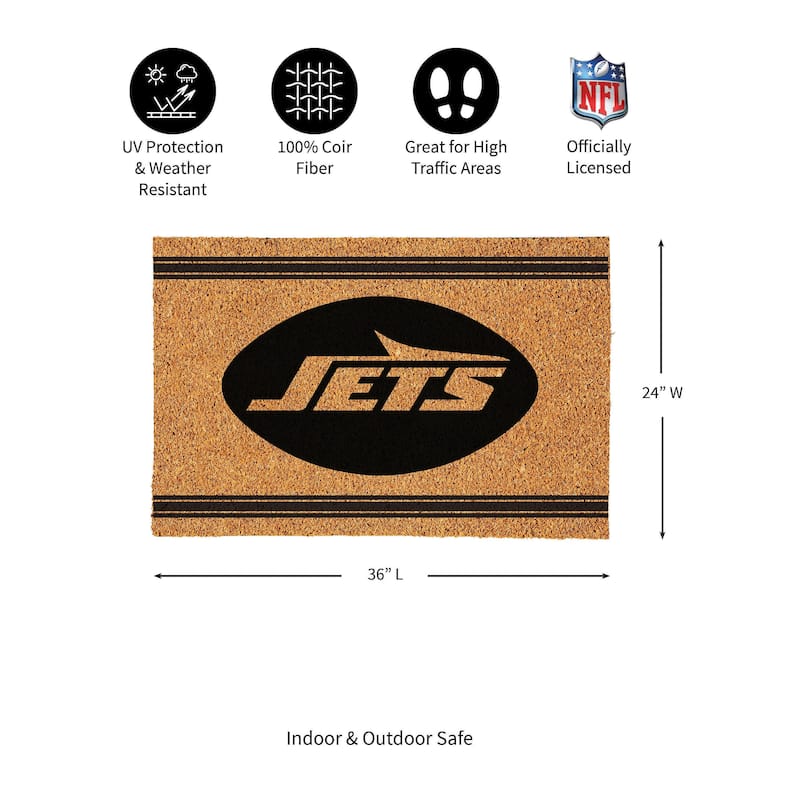 New York Jets Monochrome Indoor/Outdoor Coir Door Mat