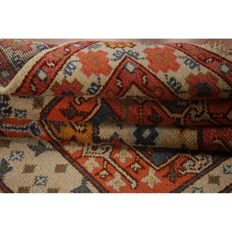 Elephant Feet Heriz Serapi Indian Area Rug Hand-Knotted Wool Carpet - 7'9" x 9'11"