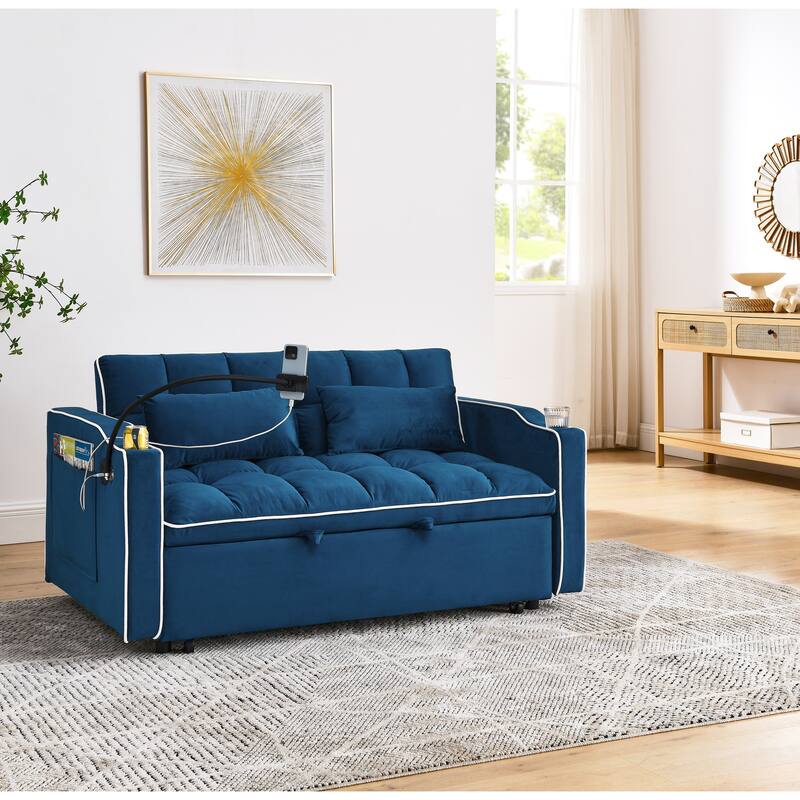 Compact Foldable Sofa Bed with USB, Pillow Set & Reclining Back - Ideal for Small Spaces