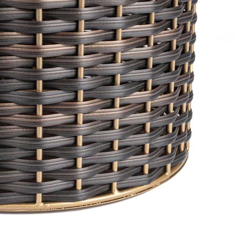 happimess Cecil Modern 4.13-Gallon Faux Wicker Cylinder Waste Basket