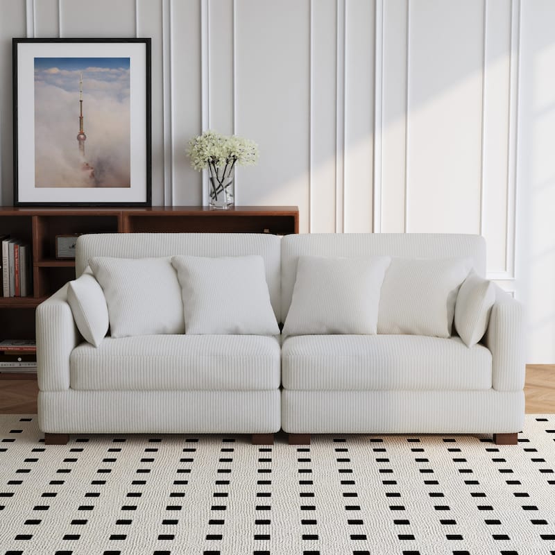 84.5″W Modern Corduroy Couch Modular Sofa