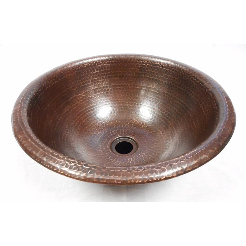 Hand Hammered 15" Round Copper Bathroom Sink in Brushed Sedona By SimplyCopper - 15" x 15" x 5.5"