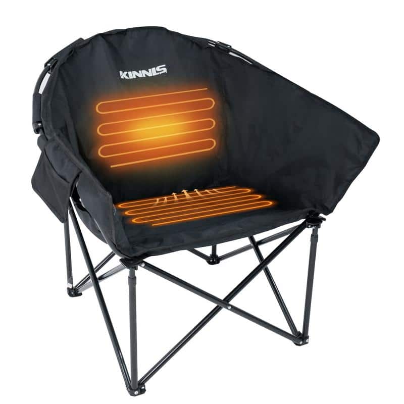 Kinnls Heated Camping Chair,Oversized Folding Chair,Lounge Chairs with ...