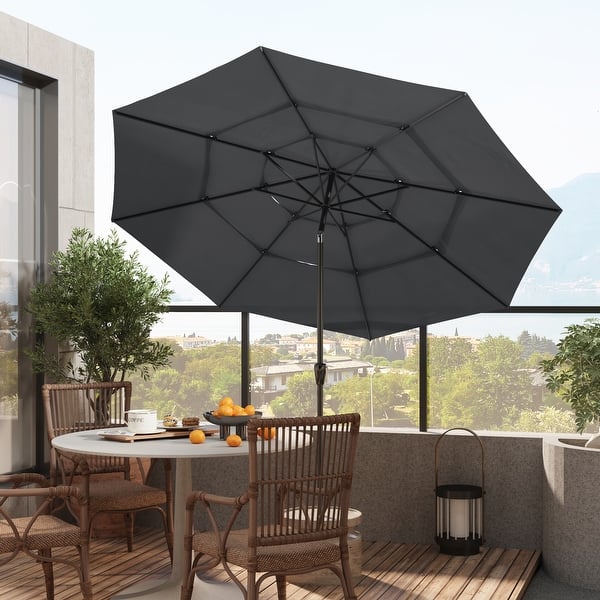 11 patio market umbrella with tilt TREASURE GARDEN 11' OCTAGON AUTO DOUBLE WIND  The Galaxy Aluminum Cantilever Umbrella Galtech 11' Auto Tilt Patio