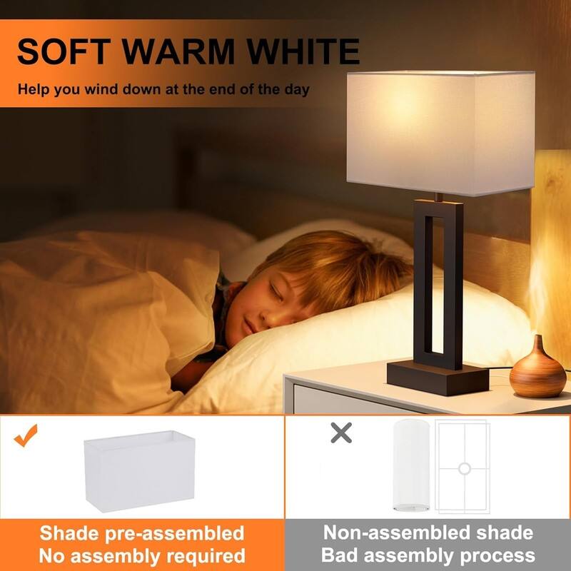 Bedroom Lamps for Night Stands - Touch Control