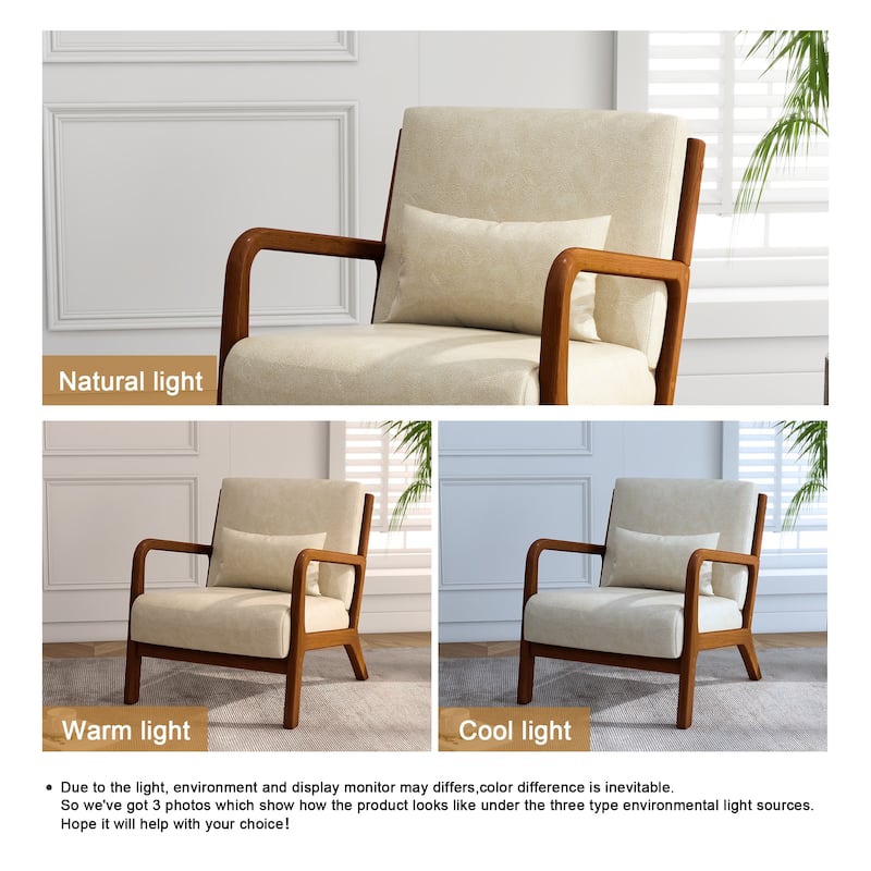 Mid Century Solid Wood Upholstered Accent Chair