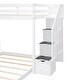 preview thumbnail 13 of 22, Twin Over Full Bunk Bed Frame with Built-In Shelves, Storage Stairs, Bottom Floor Bed with Pull-out Drawers, Wooden Loft Bed
