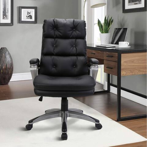 Leather Tufted Ergonomic High Back Adjustable Height Executive Office Chair with Lumbar Support