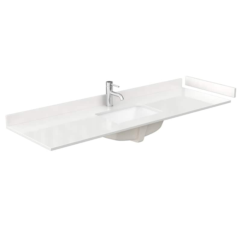 Wyndham Collection WCFQC166STOPUNS-Q 66" Quartz Vanity Top with - White Quartz - Painted