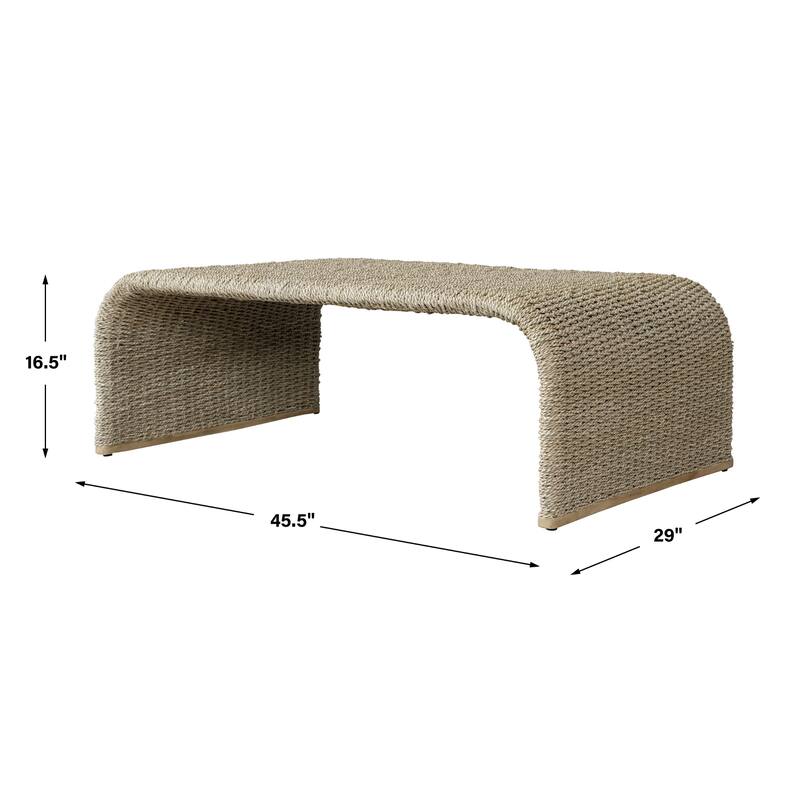 Woven Seagrass Curved Coffee Accent Table - 46" - Beige