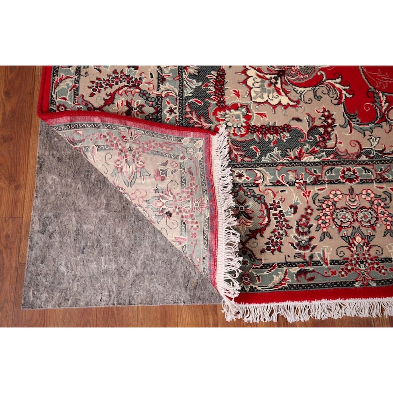 Red Medallion Kashan Turkish Rug Machine-Made Floral Carpet - 6'4" x 9'8"