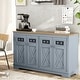 preview thumbnail 15 of 22, 57.4" Farmhouse Storage Sideboard Buffet Cabinet with 4 Glass Doors and Adjustable Shelves
