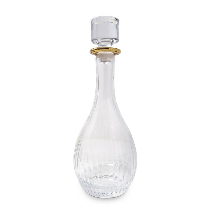Decanter with Linear Design and Gold Rim
