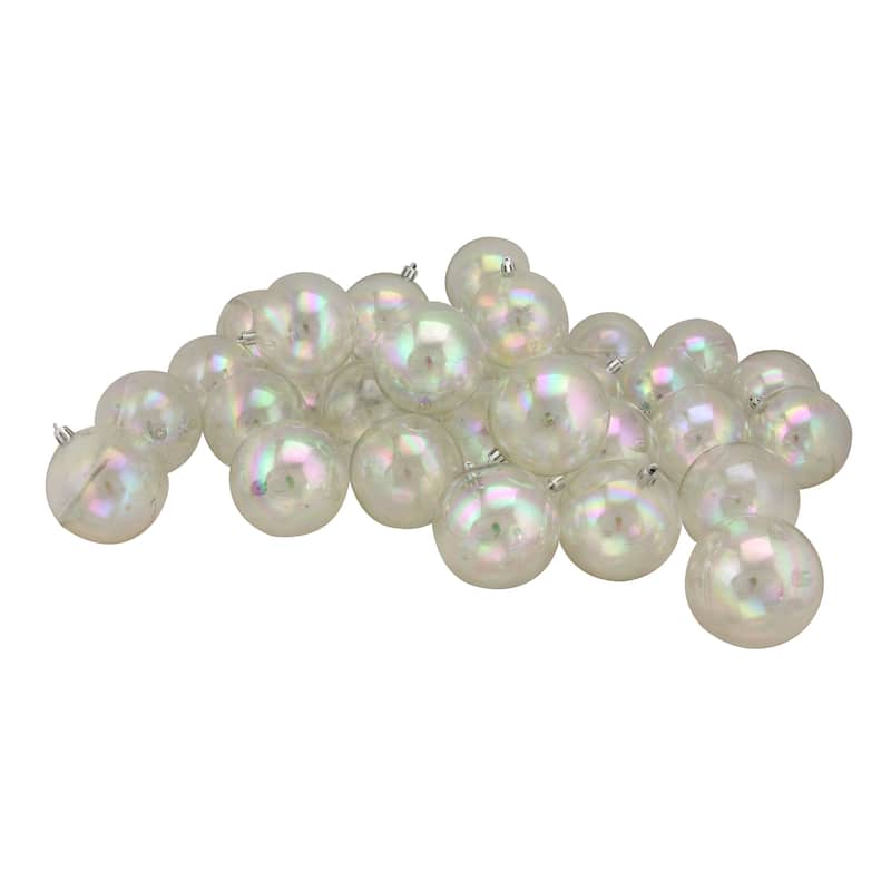 32 Clear Iridescent Shatterproof Shiny Christmas Ball Ornaments 3.25"