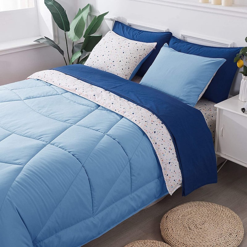KASENTEX 5 or 7 Piece Bed in A Bag Microfiber Down Alternative Comforter Bedding Set with Sheets and Pillow Cases All Season