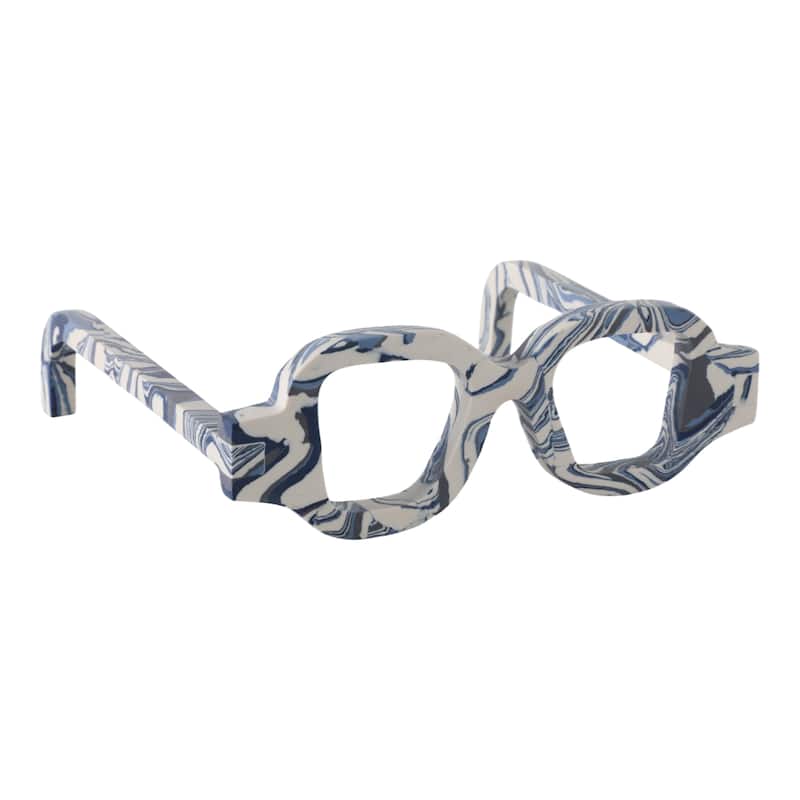 Stone Decorative Object Eyeglasses Shape Carved Sculptural Accent - 9" x 8" x 3"