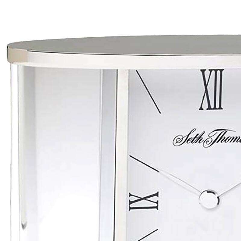 Seth Thomas Carriage Shape Glass Table Clock in Silver