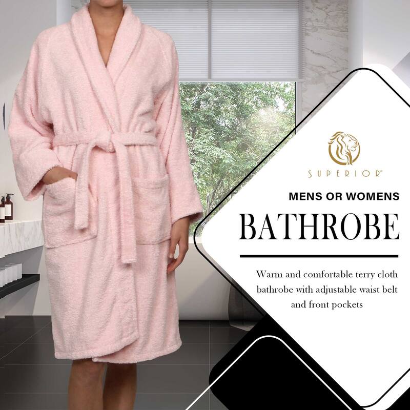 100% Cotton Soft Terry Adult Unisex Lightweight Bathrobe by Superior
