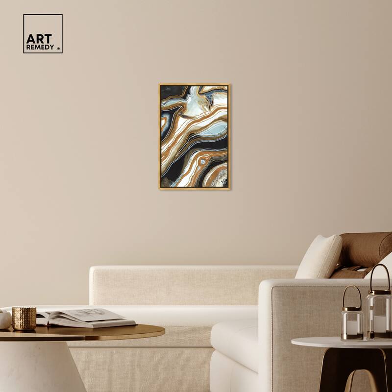 Art Remedy Black And Gold I Framed Mineral, Agate & Geode 1 Piece Canvas Wall Art